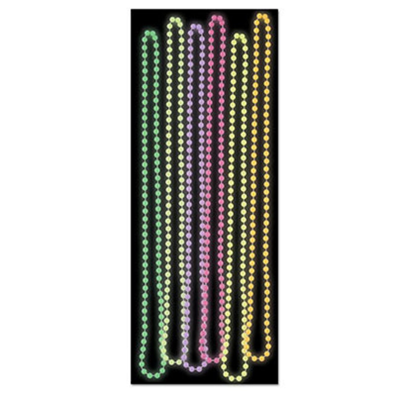 Beistle Club Pack of 72 Green, Yellow, Purple and Pink Glow In The Dark Party Beads 33"